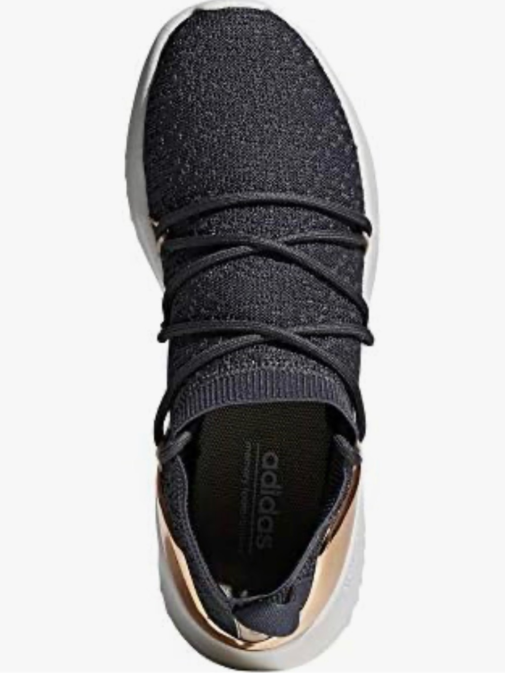 Adidas Gray-Blue Knit Lace-Up Sneakers with Rose Gold Heel Accent Size 8 - Picture 6 of 8